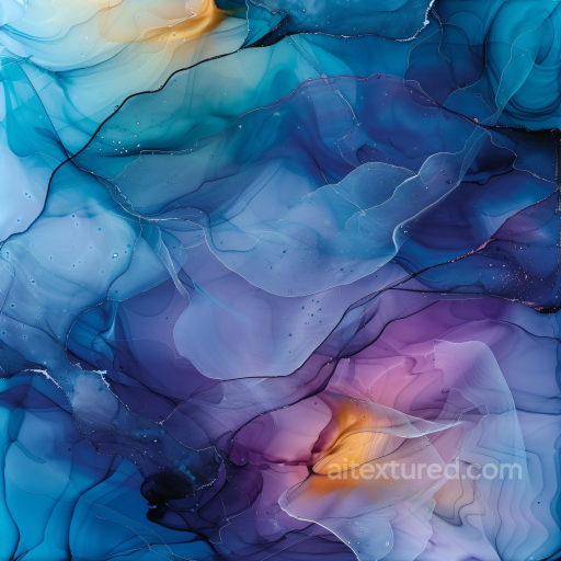 Alcohol Ink PBR Texture with Blue and Purple Fluid Waves texture preview