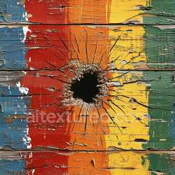 seamless Seamless 3D PBR texture of cracked multicolor painted wood with large central hole texture 8k free download PBR