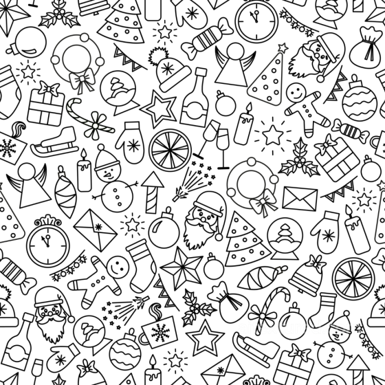 White & Black Texture of Black and White Holiday Doodle Pattern White & Black texture preview