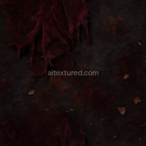 Seamless 3d texture PBR 8k dark velvet fabric with blood red stains for Halloween decor