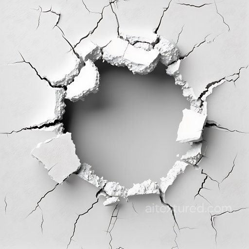 cracked plaster PBR texture featuring large hole and jagged fractures seamless Cracked & Holes PBR texture