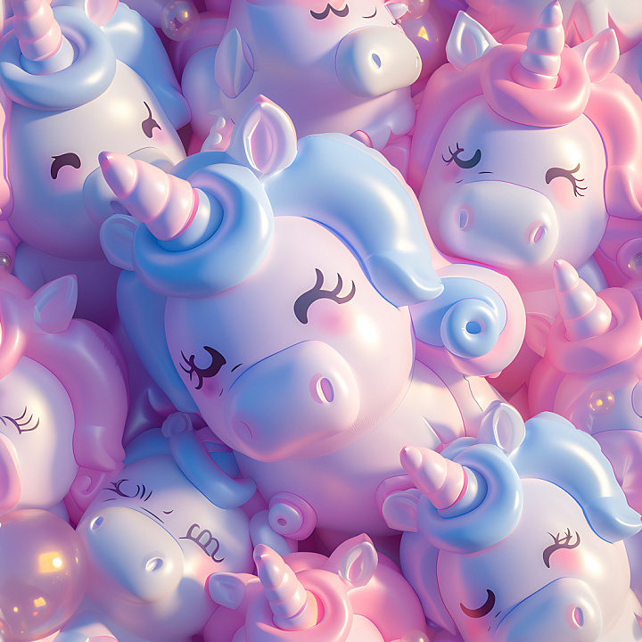 Inflated Featuring Glossy Pink and Blue Inflatable Unicorns seamless PBR texture preview
