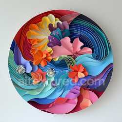 seamless Seamless 3D PBR texture of colorful layered paper flower swirl pattern texture 8k free download PBR