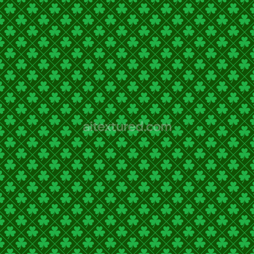 Seamless 3D PBR St Patrick Shamrock Pattern Textile Texture in Green