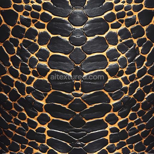 Seamless 3D PBR Texture of Glossy Reptilian Skin Scales with Deep Crevices