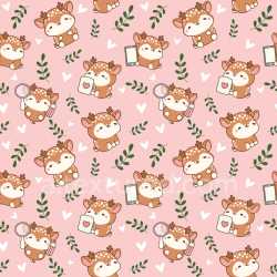 Pattern Bundle - Seamless 3D Pattern PBR Texture with Cute Cartoon Deer & Hearts on Pink texture preview