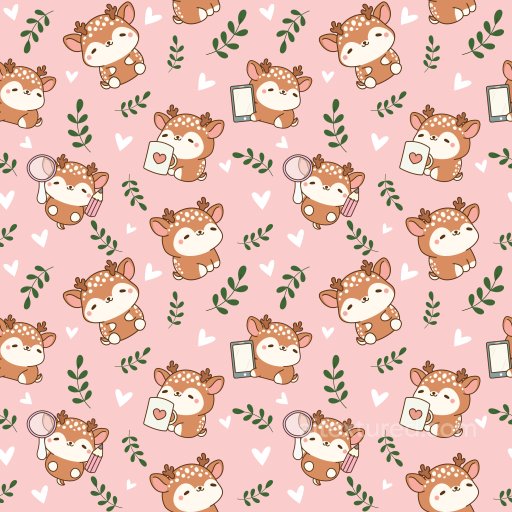 Pattern PBR Texture with Cute Cartoon Deer & Hearts on Pink seamless Pattern Bundle PBR texture