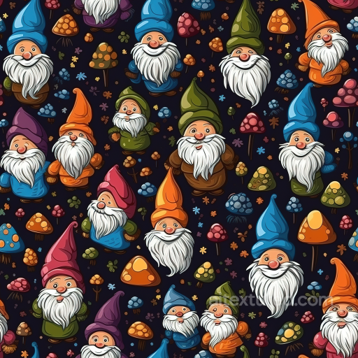 Featuring Colorful Cartoon Gnomes and Mushrooms seamless All Easter Digital paper PBR texture