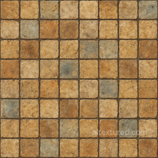 Aged Mosaic Tile Seamless Texture seamless Ceramic-tile PBR texture