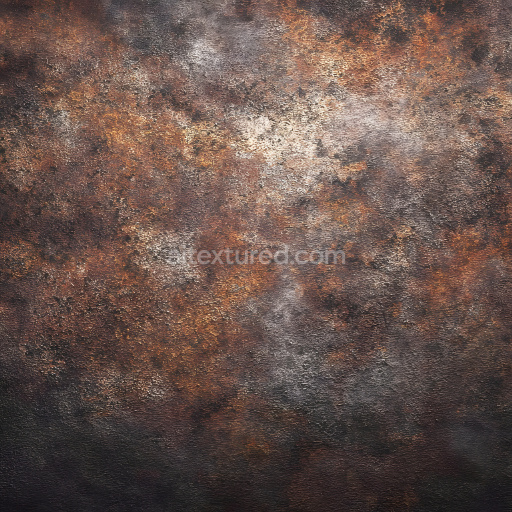 Seamless 3D PBR Rusted Metal Texture Featuring Extensive Cracks and Surface Corrosion