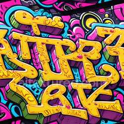 seamless Seamless 3D PBR Texture of Vibrant Yellow Graffiti Letters with Bold Urban Colors texture 8k free download PBR