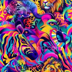 seamless Seamless 3D PBR Graffiti Texture Featuring Vibrant Stylized Jungle Animals texture 8k free download PBR