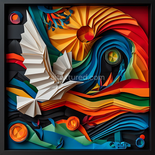 Seamless 3D PBR Texture of Vibrant Origami-Inspired Animal Design