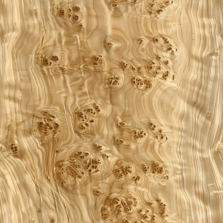 Light Burl Wood Featuring Distinctive Knots and Swirling Grain seamless PBR texture preview
