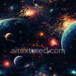 seamless Seamless 3D Space PBR Texture Featuring Multi-Planet Galaxy Clouds with Vibrant Cosmic Highlights texture 8k free download PBR