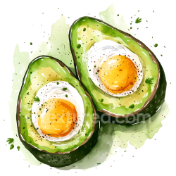 seamless Baked Avocado Eggs Breakfast Illustration with Fresh Herbs and Seasoning texture 8k free download PBR