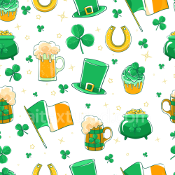 seamless Seamless 3D PBR St Patrick Digital Paper Texture with Festive Icons texture 8k free download PBR