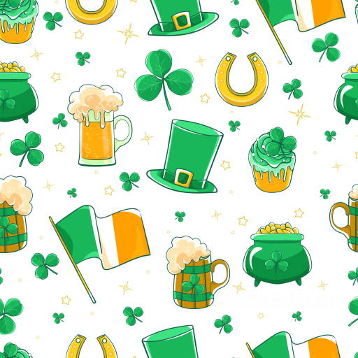 St Patrick Digital Paper Texture with Festive Icons seamless St patrick digital paper bundle PBR texture