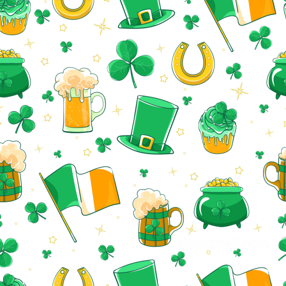 St Patrick Digital Paper Texture with Festive Icons St patrick digital paper bundle texture preview