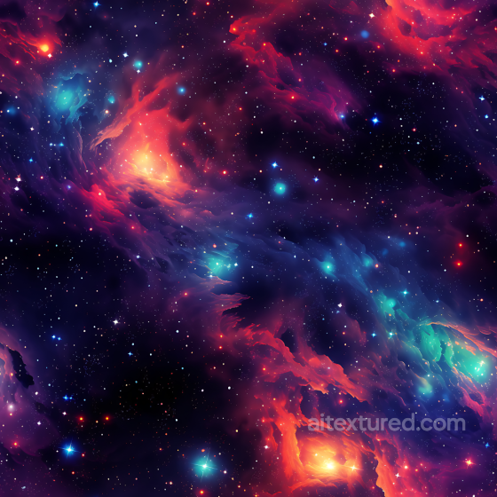 Space PBR Texture Featuring Vibrant Cosmic Nebula and Starfield Star, space, planets texture preview