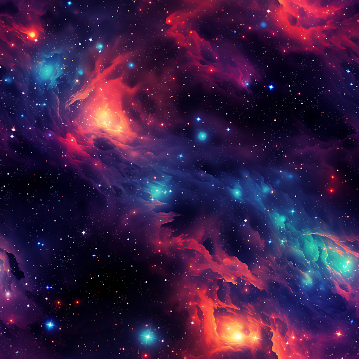 Space Featuring Vibrant Cosmic Nebula and Starfield seamless PBR texture preview