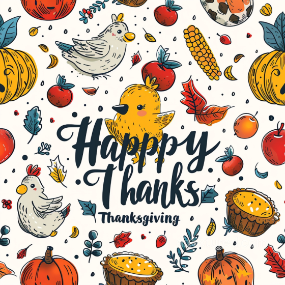 with Colorful Thanksgiving Cartoon Illustrations Thanksgiving texture preview