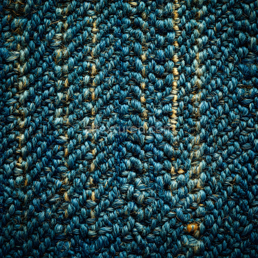 Seamless 3D Cracked Denim Fabric PBR Texture with Worn Blue and Yellow Threads