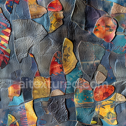 seamless Seamless 3D Artistic Patchwork Leather PBR Texture with Multicolor Panels and Detailed Grain texture 8k free download PBR