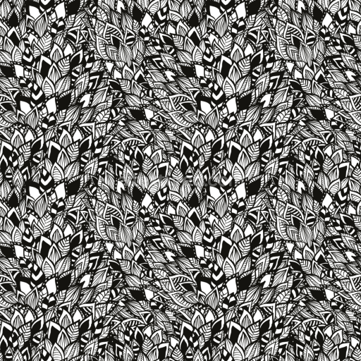 Seamless 3D PBR Texture of Black and White Stylized Leaf Pattern