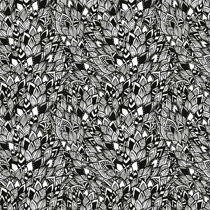 White & Black of Black and White Stylized Leaf Pattern seamless PBR texture preview
