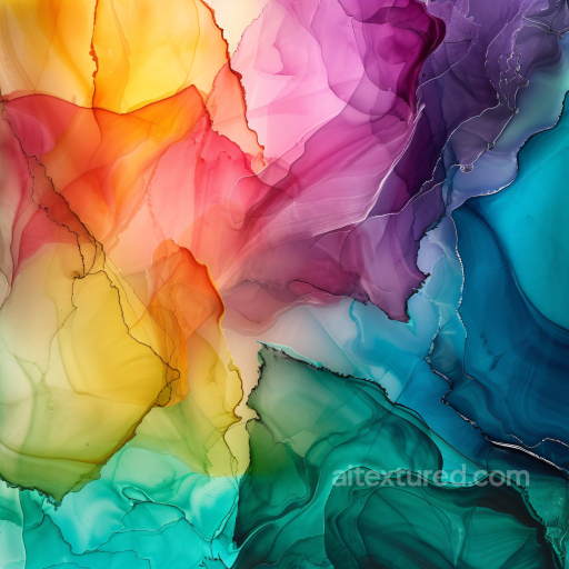 Alcohol Ink PBR Texture Featuring Multicolor Fluid Swirls and Translucent Layers texture preview