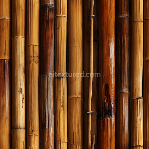 Seamless 3D PBR Texture of Glossy Bamboo Culms with Varied Natural Tones