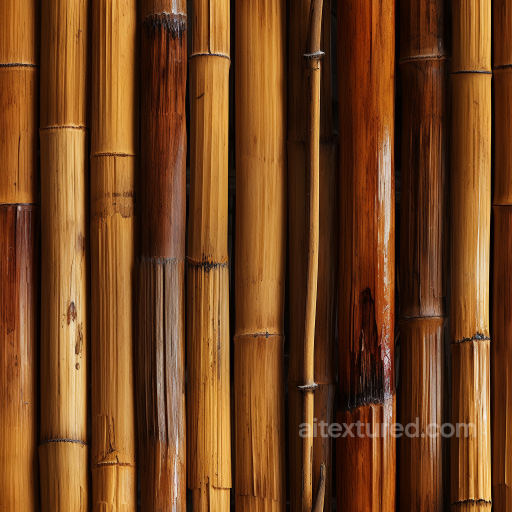 Glossy Bamboo Culms Seamless Texture with Varied Natural Tones seamless Bamboo PBR texture