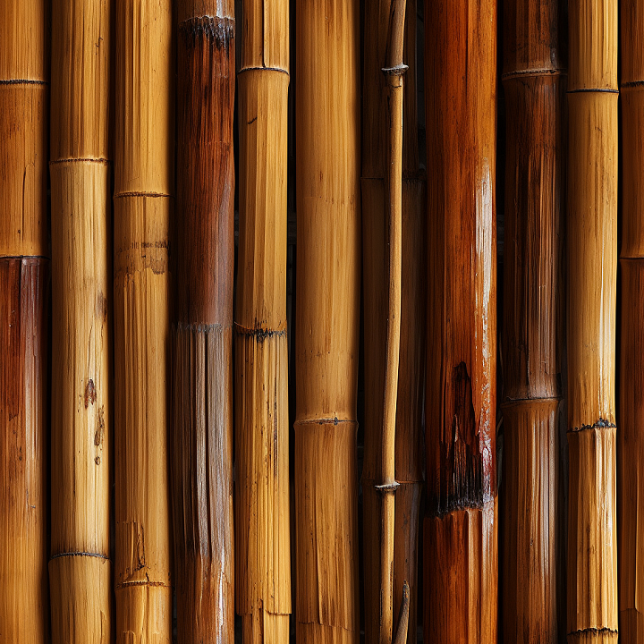 Glossy Bamboo Culms with Varied Natural Tones seamless PBR texture preview