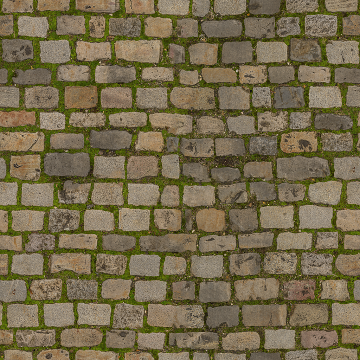 Earthy Moss Cobblestone seamless PBR texture preview