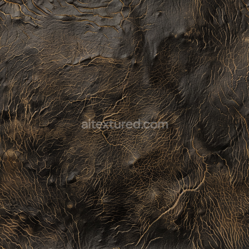 Seamless 3D Cracked Aged Black Leather PBR Texture with Rich Grain Detail