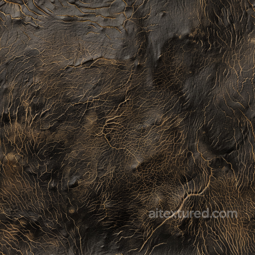 Cracked Aged Black Leather PBR Texture with Rich Grain Detail seamless Leather PBR texture