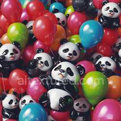 seamless Seamless 3D Inflated PBR Texture with Glossy Multicolor Balloons and Vinyl Panda Figures texture 8k free download PBR