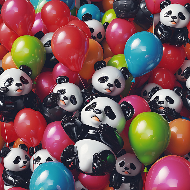 Inflated Featuring Glossy Colorful Vinyl Balloons and Panda Shapes seamless PBR texture preview