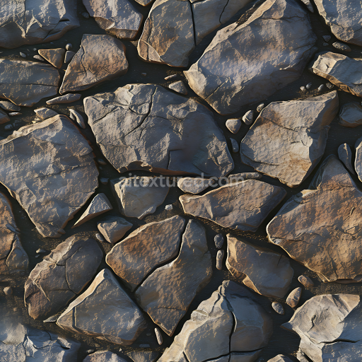 Seamless 3D Stone PBR Texture Featuring Large Rough Rocky Ground Slabs
