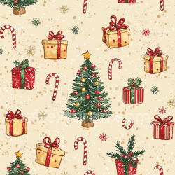 seamless Seamless 3D PBR Christmas Digital Paper Texture Featuring Festive Trees, Candy Canes, and Wrapped Gifts texture 8k free download PBR