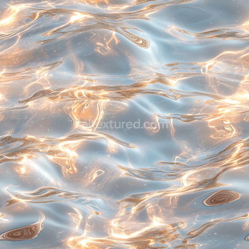 Preview — Seamless 3D Stylized Liquid Surface Water PBR Texture with Soft Warm Highlights and Reflective Waves