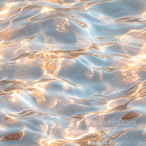 Stylized Liquid Surface Water PBR Texture with Soft Warm Highlights and Reflective Waves seamless Water PBR texture