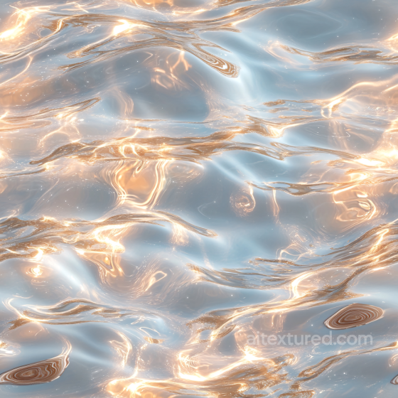 Stylized Liquid Surface Water PBR Texture with Soft Warm Highlights and Reflective Waves Water texture preview