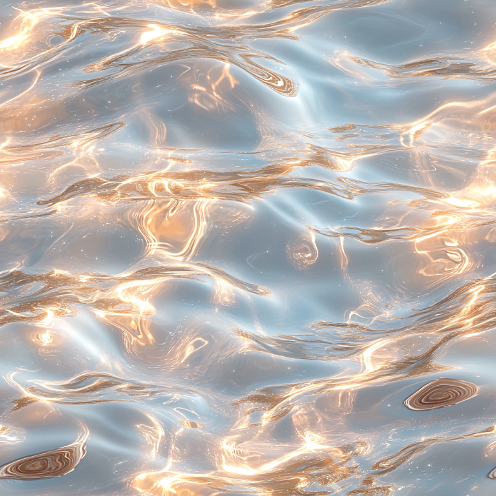 Stylized Liquid Surface Water with Soft Warm Highlights and Reflective… seamless PBR texture preview