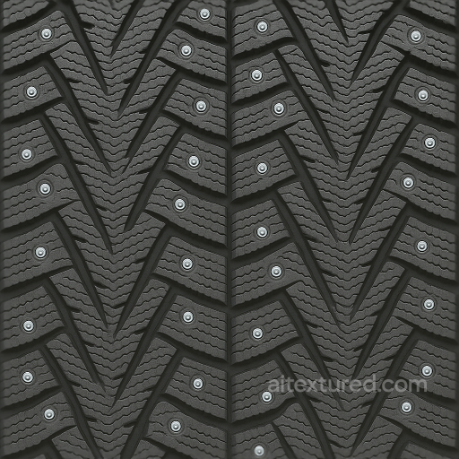 Winter Tread Snow Tire With Icy Snow Track And Tire Stud Details For Cold Climate Vehicles seamless Tire prints PBR texture