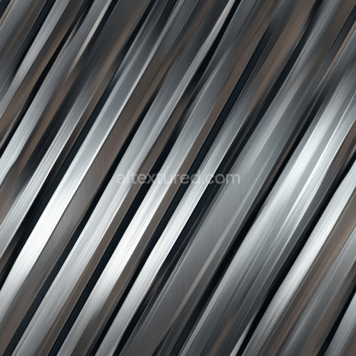 Preview — Seamless 3D Brushed Steel PBR Texture Featuring Diagonal Stripes with Chrome and Dark Accents
