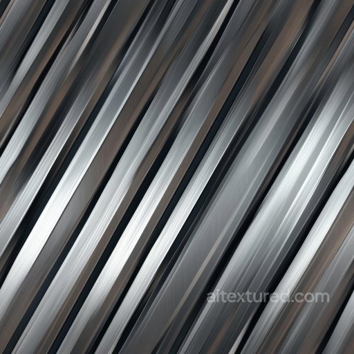Brushed Steel PBR Texture Featuring Diagonal Stripes with Chrome and Dark Accents seamless Metal PBR texture