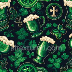 seamless Seamless 3D PBR Texture Featuring St Patrick Iconography with Green Beer and Shamrocks texture 8k free download PBR