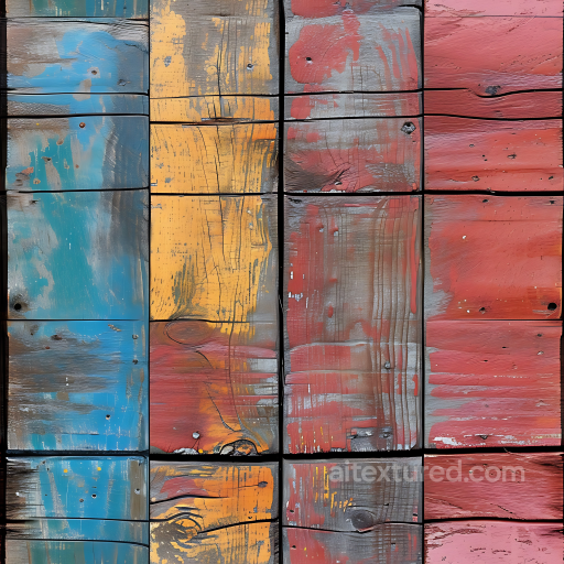 Painted Weathered Wood Boards PBR Texture with Colorful Distress seamless Wood PBR texture